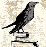 crow on books small copped super short